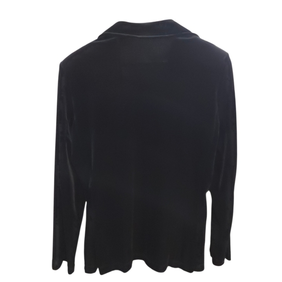 Notations - NEW Black Velour '2-Fer' The Look Of A 2-Piece In One w/Ribbon Tie - Picture 4 of 8